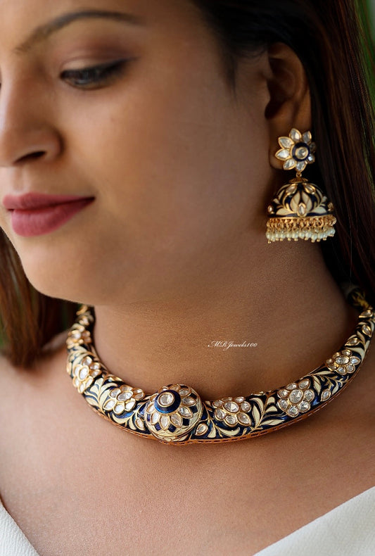 Kajol Inspired Meenakari hasli with matching jhumki